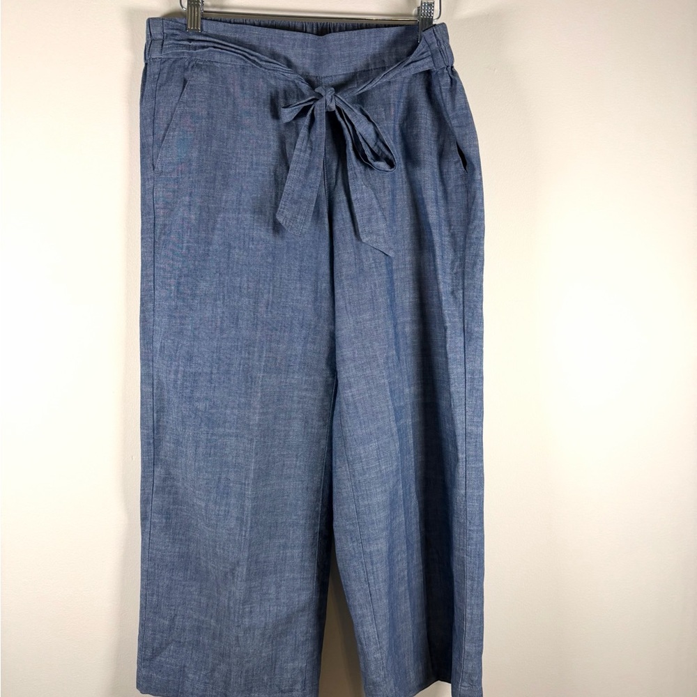J. Crew Chambray Drawstring Wide-Leg Pants - Light Blue